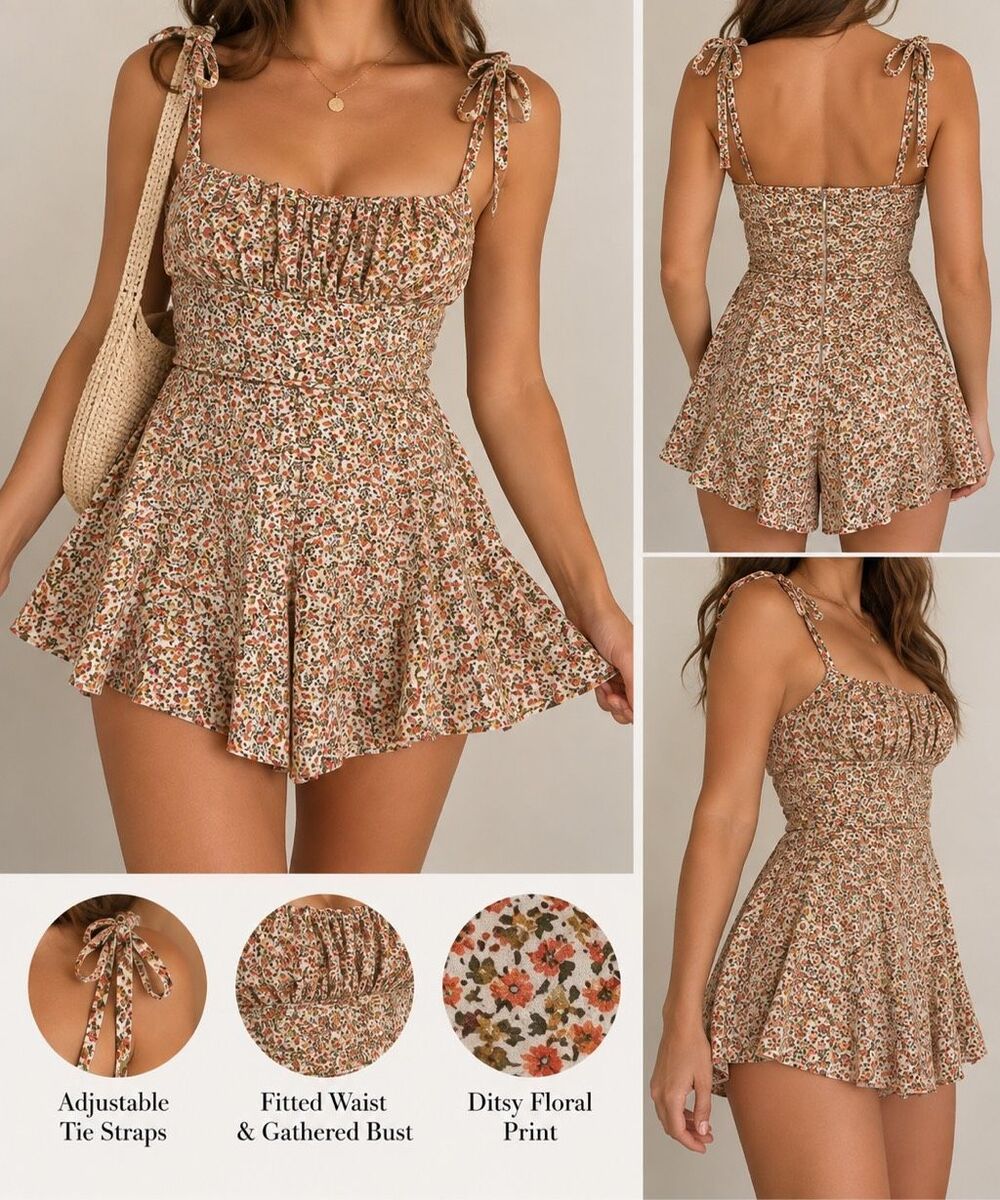 Princess Polly Floral Romper Size XXS Corset Tie Strap Cottagecore Mini